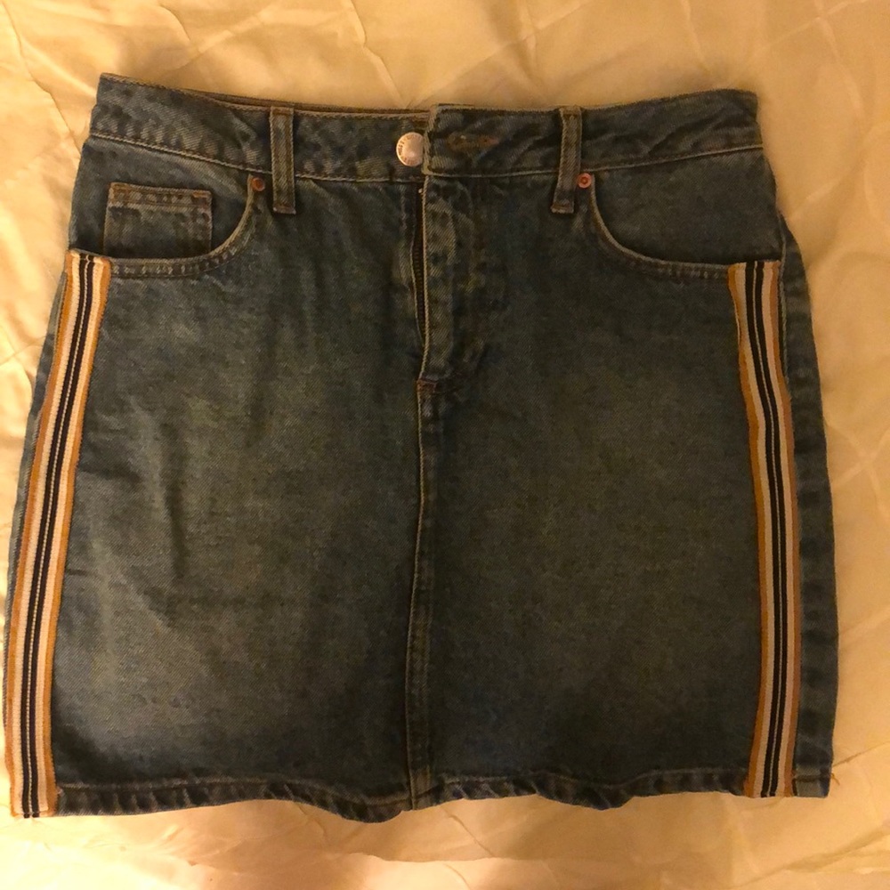 jean skirt w stripe